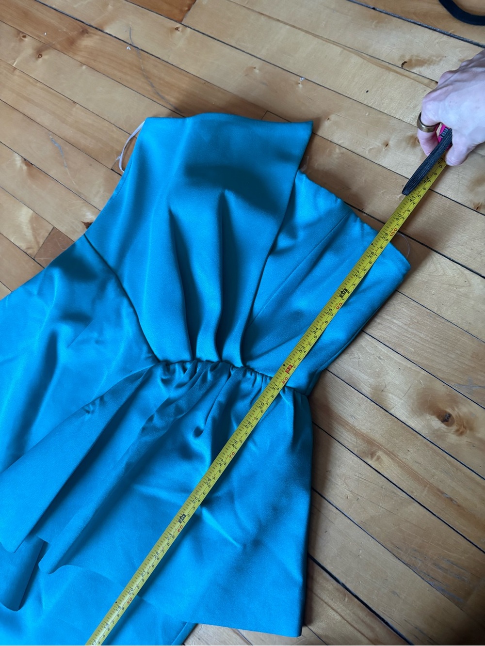 NWT Elliatt Sz L Reception Turquoie Blue Strapless Wedding Midi Dress - Picture 9 of 11